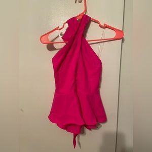 NWOT DO+BE “Charlene” hot pink double bow halter top sz s